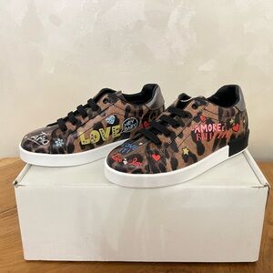 Dolce & Gabbana Leopard Print Sneakers with Silver Accents